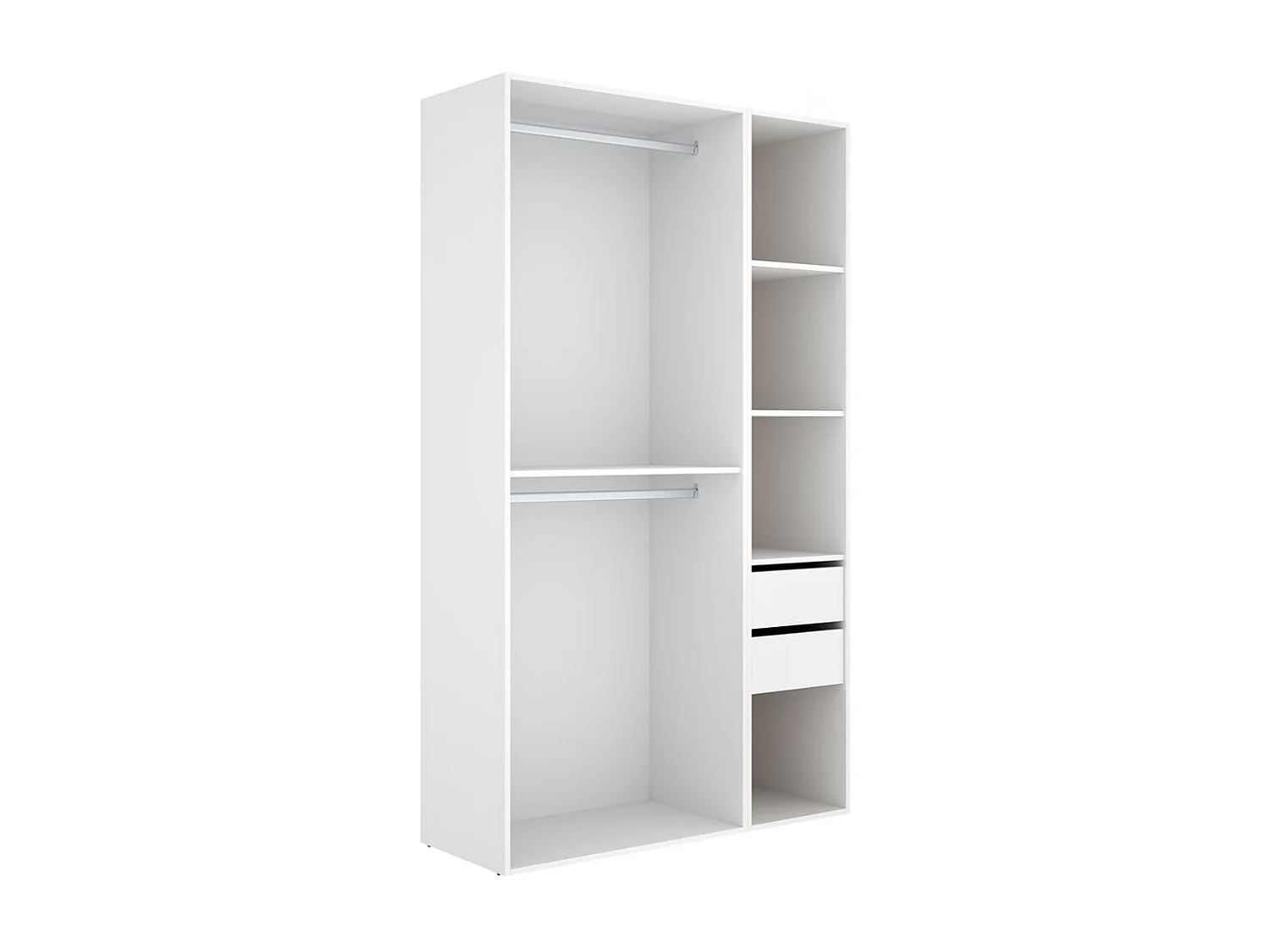 Armario vestidor Suit dos barras y 4 compartimentos blanco/natural 205x119,5x45 cm