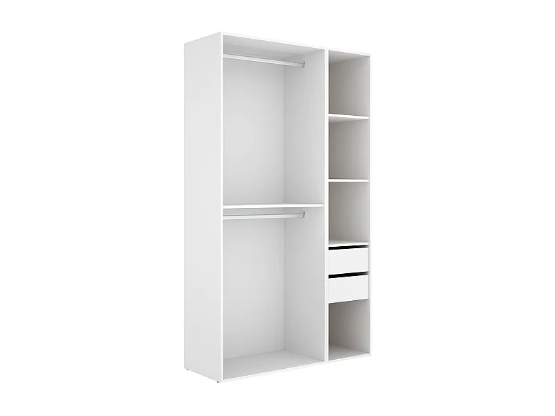 Armario vestidor Suit dos barras y 4 compartimentos blanco/natural 205x119,5x45 cm
