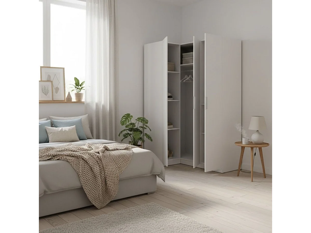 Armario esquinero Emax 3 puertas blanco 203,5x142,4x95 cm