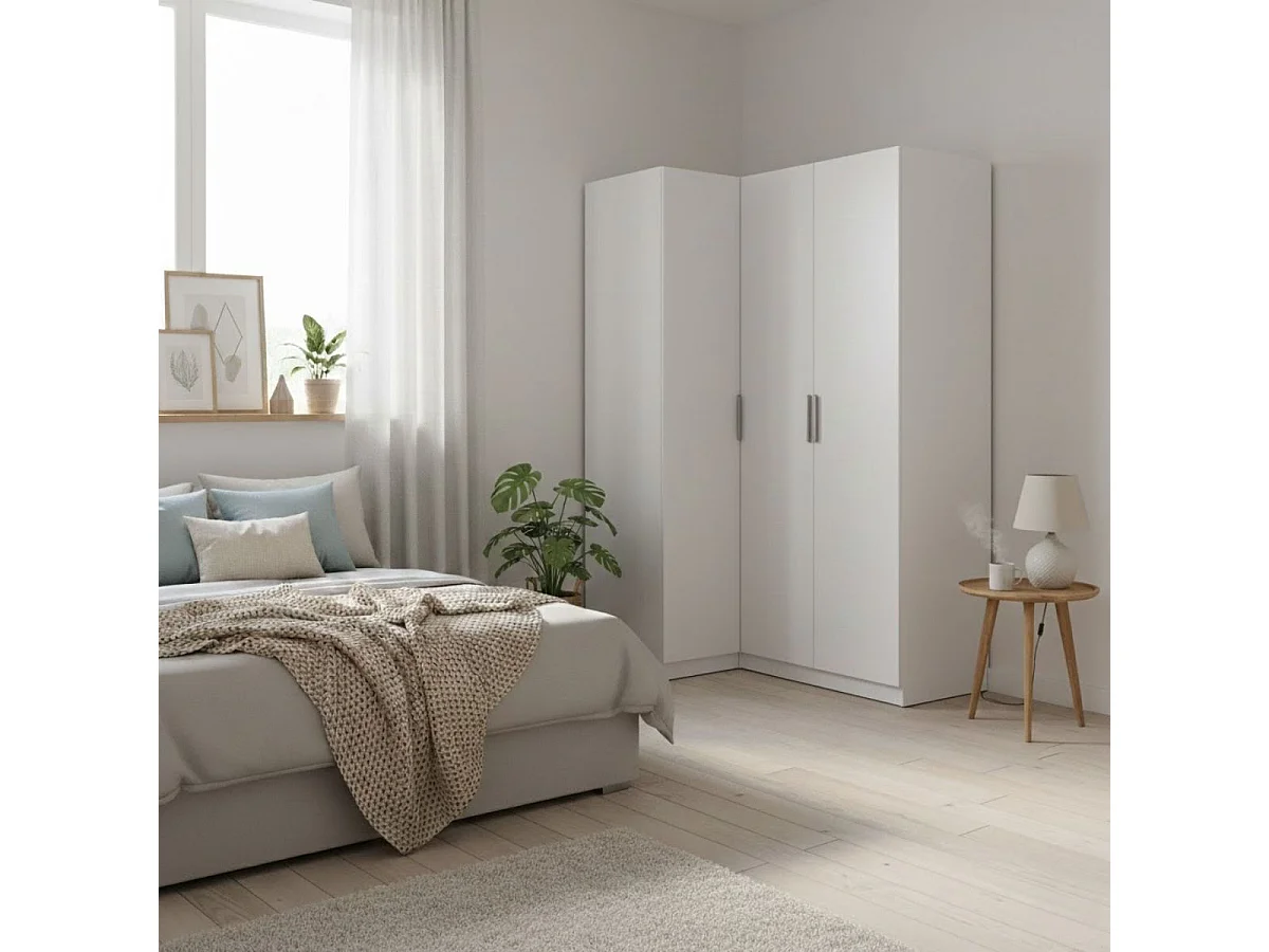 Armario esquinero Emax 3 puertas blanco 203,5x142,4x95 cm