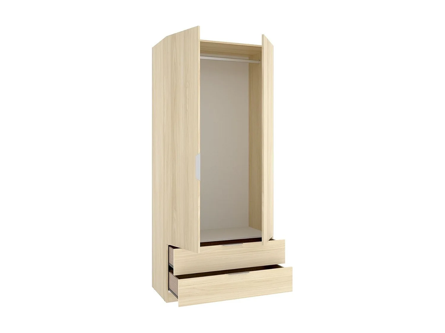 Armario Emax 2 puertas batientes y 2 cajones natural 203,5x91x51,4 cm