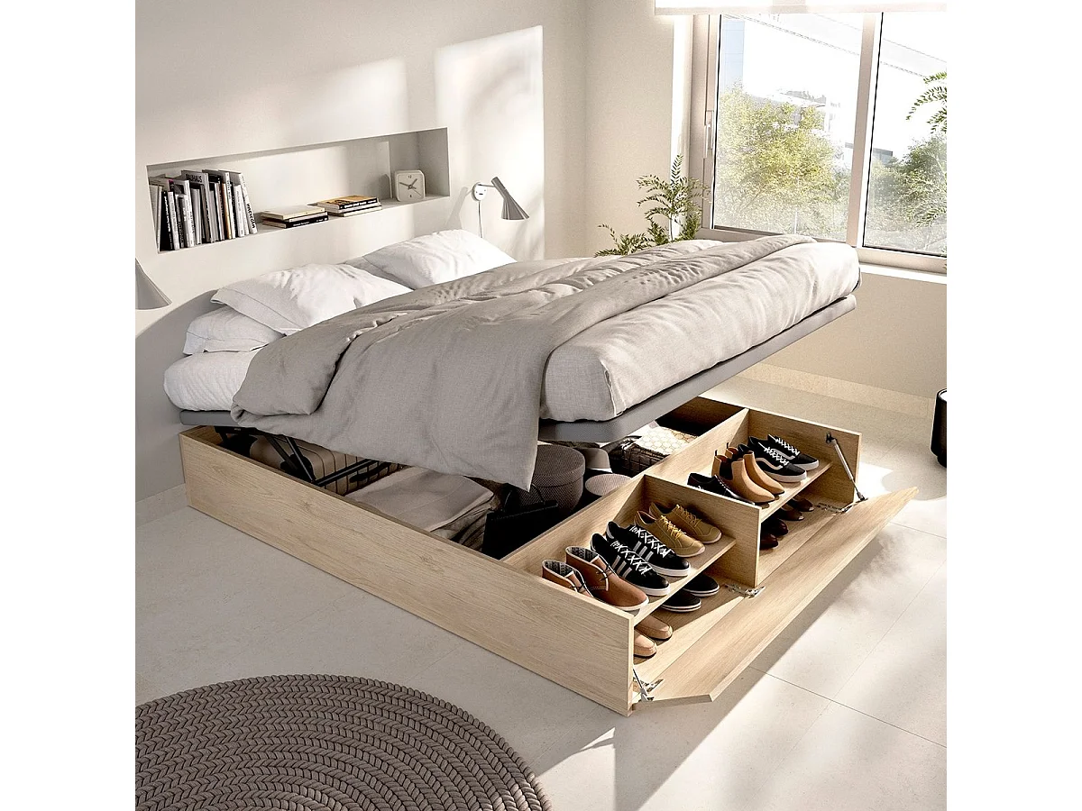 Canapé Lan diseño abatible con zapatero 12 pares natural 32x135x190 cm