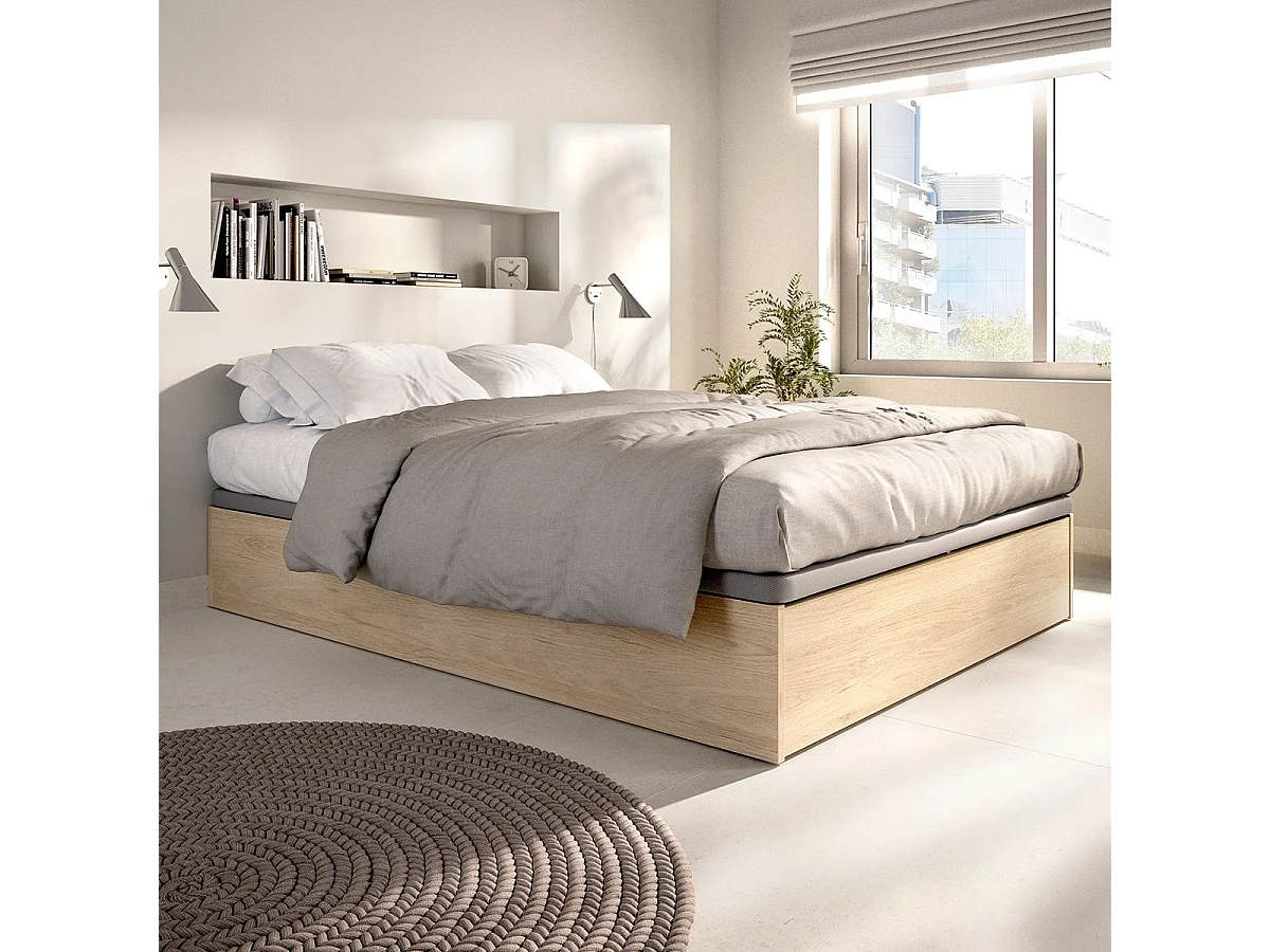 Canapé Lan diseño abatible con zapatero 12 pares natural 32x135x190 cm