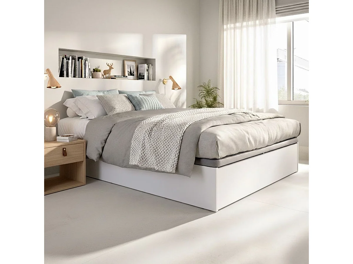 Canapé Lan diseño abatible con zapatero 12 pares blanco 32x135x190 cm