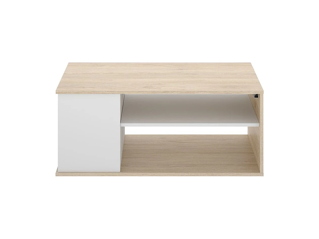 Mesa de centro Bari elevable con estante y compartimento blanco/natural 41,7x100x50 cm