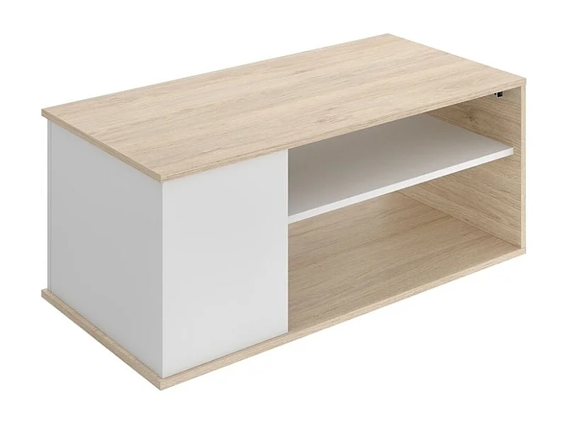 Mesa de centro Bari elevable con estante y compartimento blanco/natural 41,7x100x50 cm