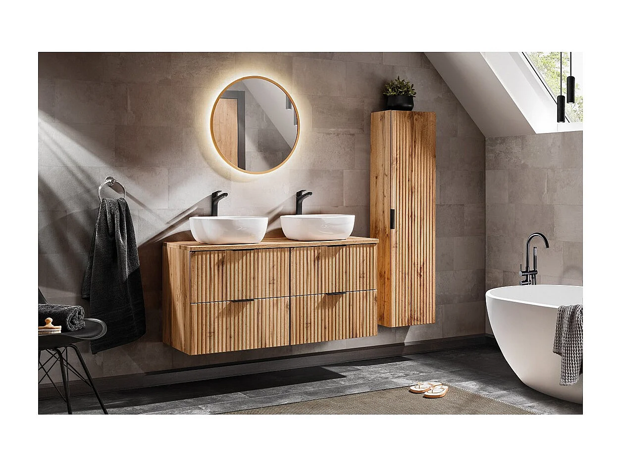 Plan para mueble bajo lavabo NOXERA – 120 cm – Color roble wotan – Para colocar