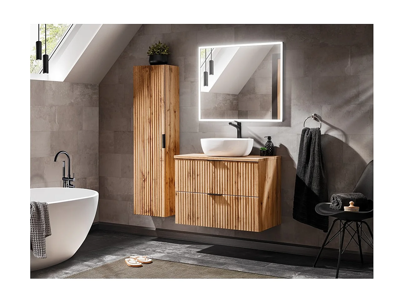 Plan pour meuble sous vasque NOXERA – 80 cm – Coloris chêne wotan – À poser