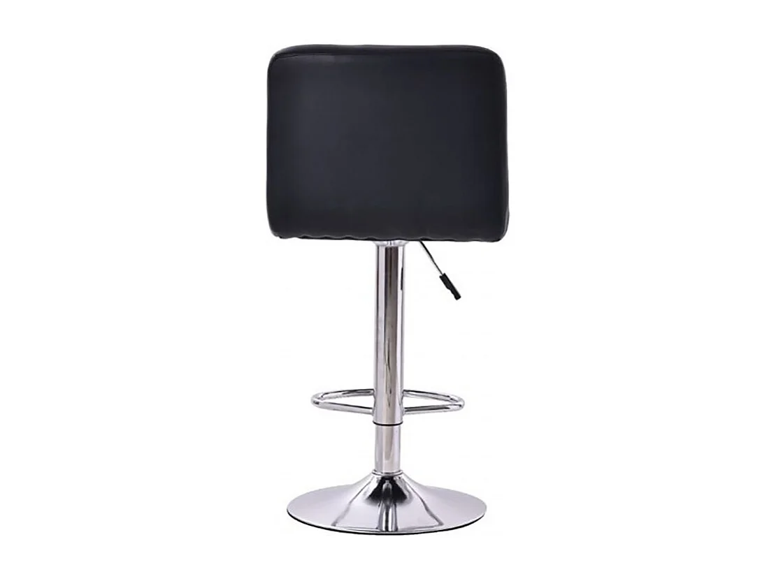 Lot de 2 Tabourets de cuisine, tabouret de bar haut en similicuir noir réglable avec repose-pieds chromé - Longueur 44 x Hauteur 93 x Largeur 44 cm