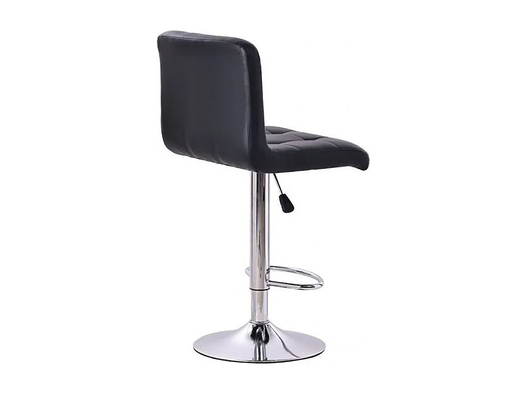 Lot de 2 Tabourets de cuisine, tabouret de bar haut en similicuir noir réglable avec repose-pieds chromé - Longueur 44 x Hauteur 93 x Largeur 44 cm