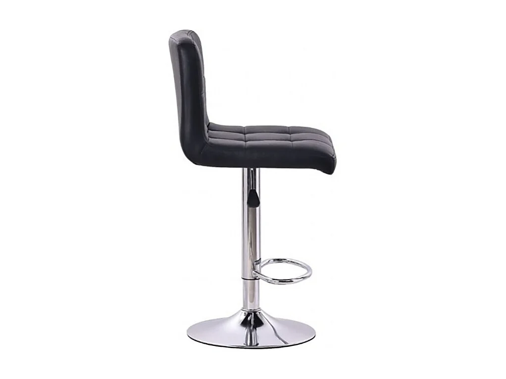 Lot de 2 Tabourets de cuisine, tabouret de bar haut en similicuir noir réglable avec repose-pieds chromé - Longueur 44 x Hauteur 93 x Largeur 44 cm