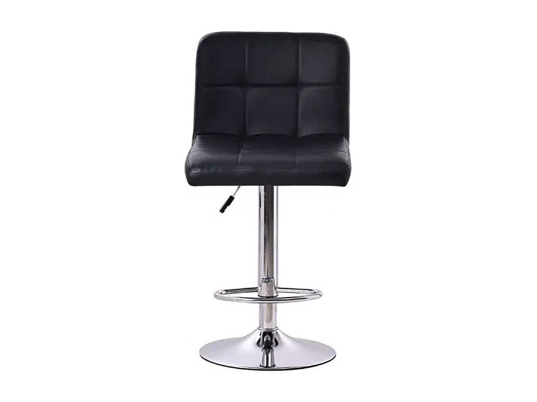 Lot de 2 Tabourets de cuisine, tabouret de bar haut en similicuir noir réglable avec repose-pieds chromé - Longueur 44 x Hauteur 93 x Largeur 44 cm