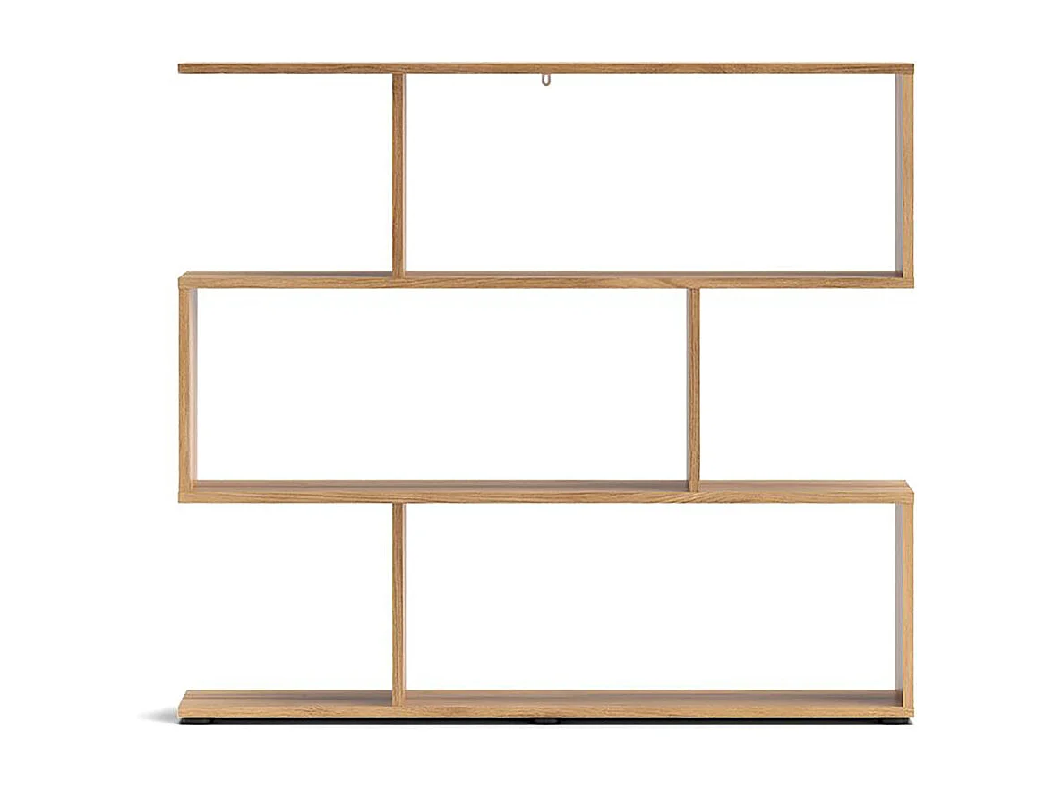 Bibliothèque Étagère asymétrique basse coloris Chêne Mauvella - Longueur 110 x Hauteur 96,3 x Profondeur 24,6 cm