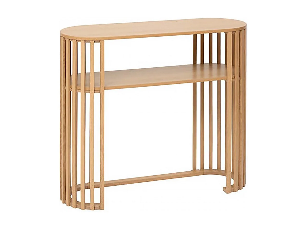 Table console décorative à lignes arrondies, coloris beige - Longueur 100 x Profondeur 35 x Hauteur 85 cm