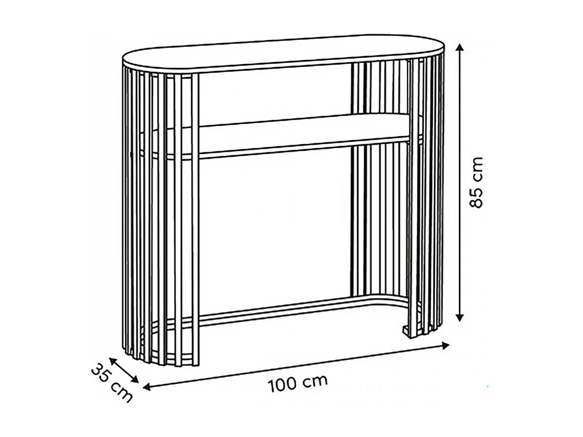 Table console décorative à lignes arrondies, coloris beige - Longueur 100 x Profondeur 35 x Hauteur 85 cm