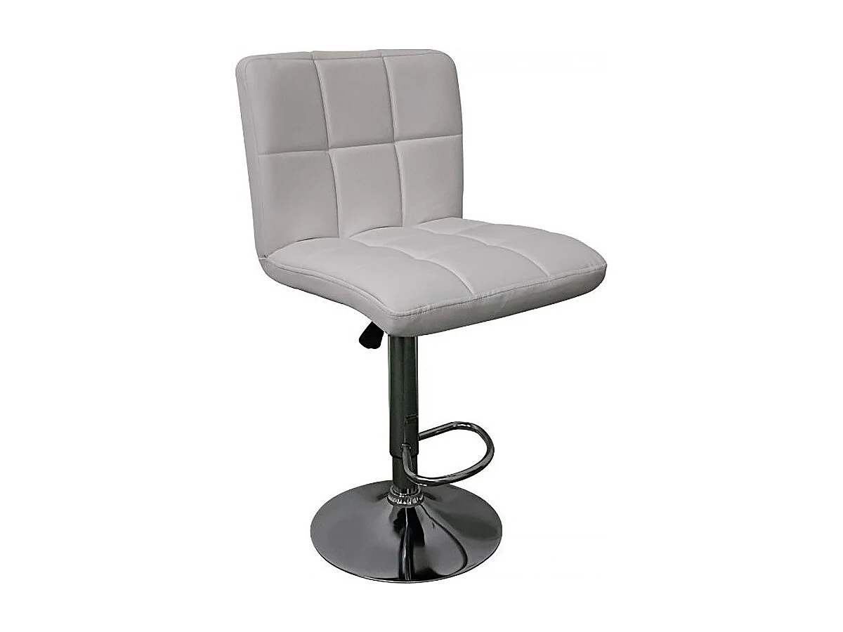 Lot de 2 Tabourets de cuisine, tabouret de bar haut en similicuir blanc réglable avec repose-pieds chromé - Longueur 44 x Hauteur 93 x Largeur 44 cm