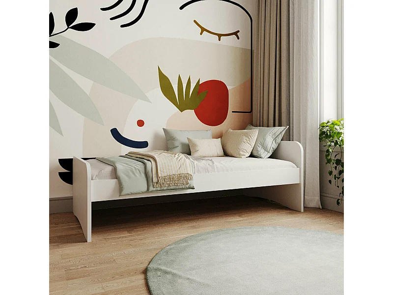 Lit 90x200 cm bois massif blanc TALIA