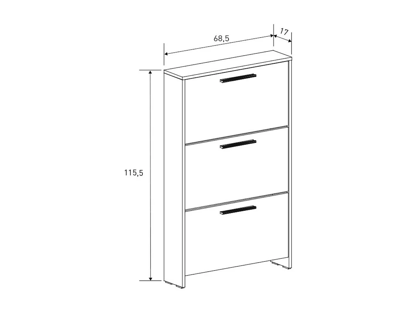 Zapatero New Aura 3 puertas con patas beige 115,5x68,5x17 cm