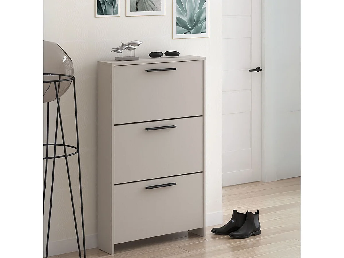 Zapatero New Aura 3 puertas con patas beige 115,5x68,5x17 cm