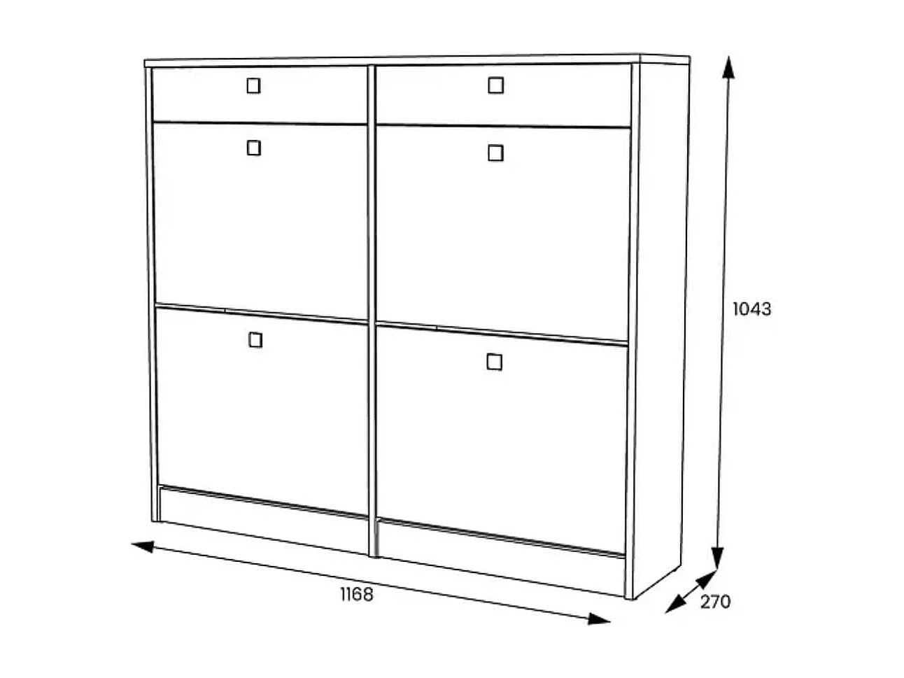 Zapatero Sirena 4 puertas con 2 cajones blanco/gris 104,3x116,8x27 cm