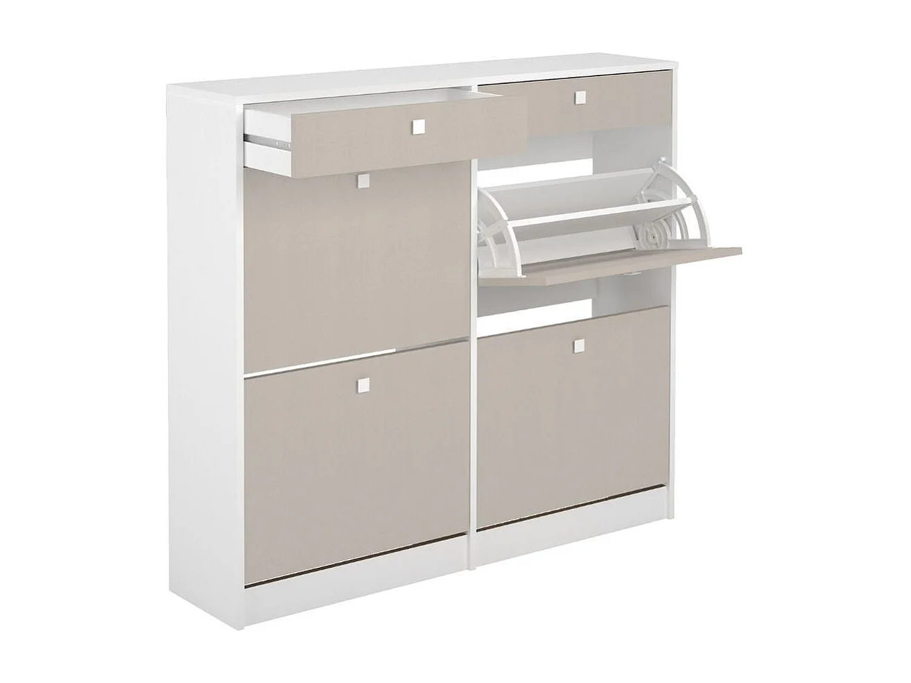 Zapatero Sirena 4 puertas con 2 cajones blanco/gris 104,3x116,8x27 cm