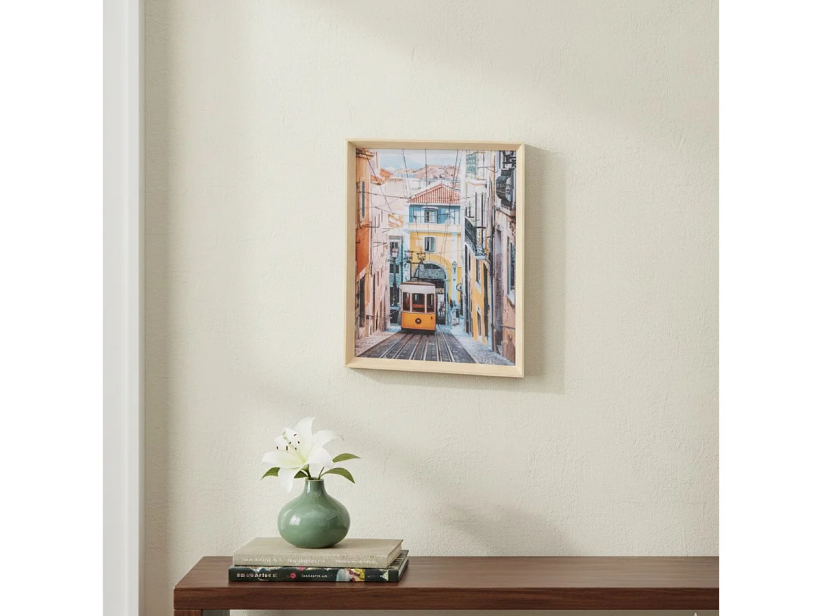 Cuadro con marco ciudad Lisboa natural 53x43x4 cm