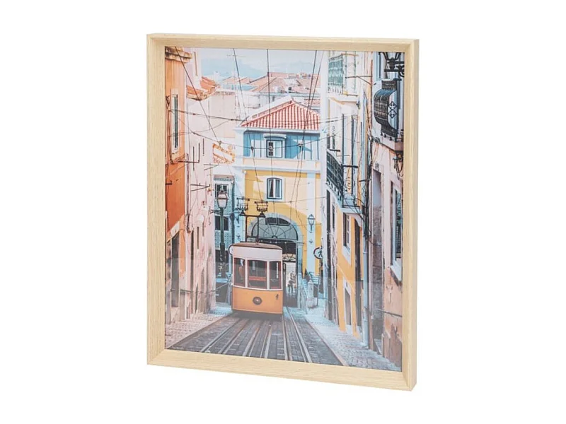 Cuadro con marco ciudad Lisboa natural 53x43x4 cm