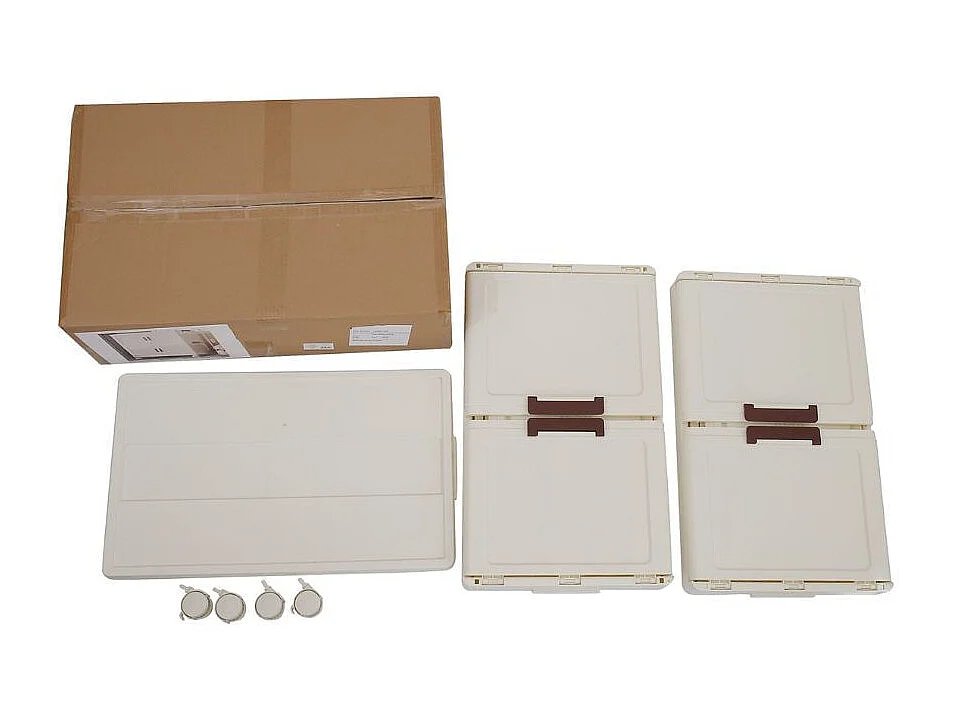 Armario organizador 2 niveles + 4 puertas y ruedas blanco/marrón 65,6x60x35 cm