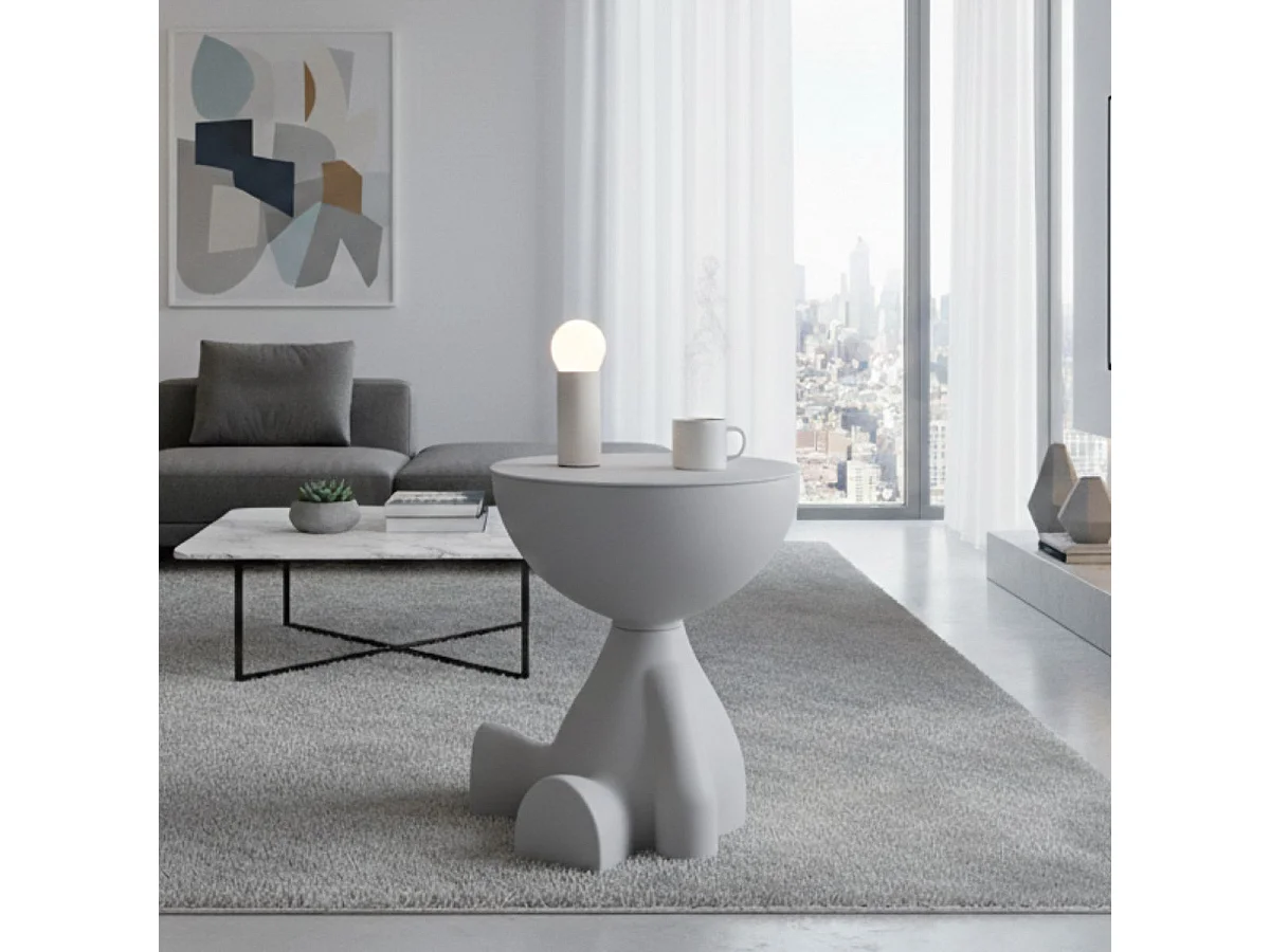 Mesa auxiliar diseño muñeco gris 40x36x38 cm