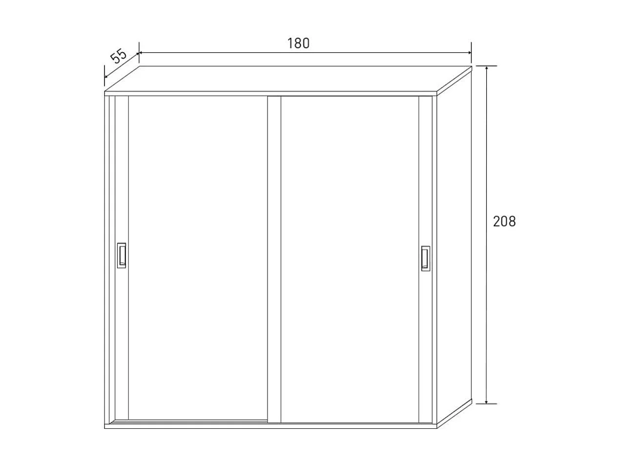 Armario Lara 2 puertas correderas cambria/grafito 208x180x55 cm