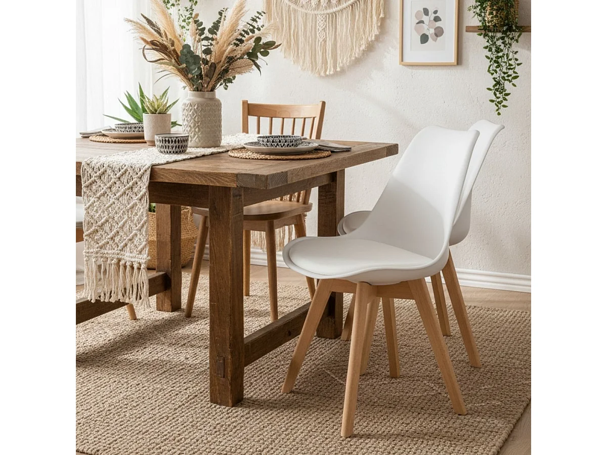 Silla de comedor Fina Deluxe asiento acolchado blanco 82,5x49x57 cm