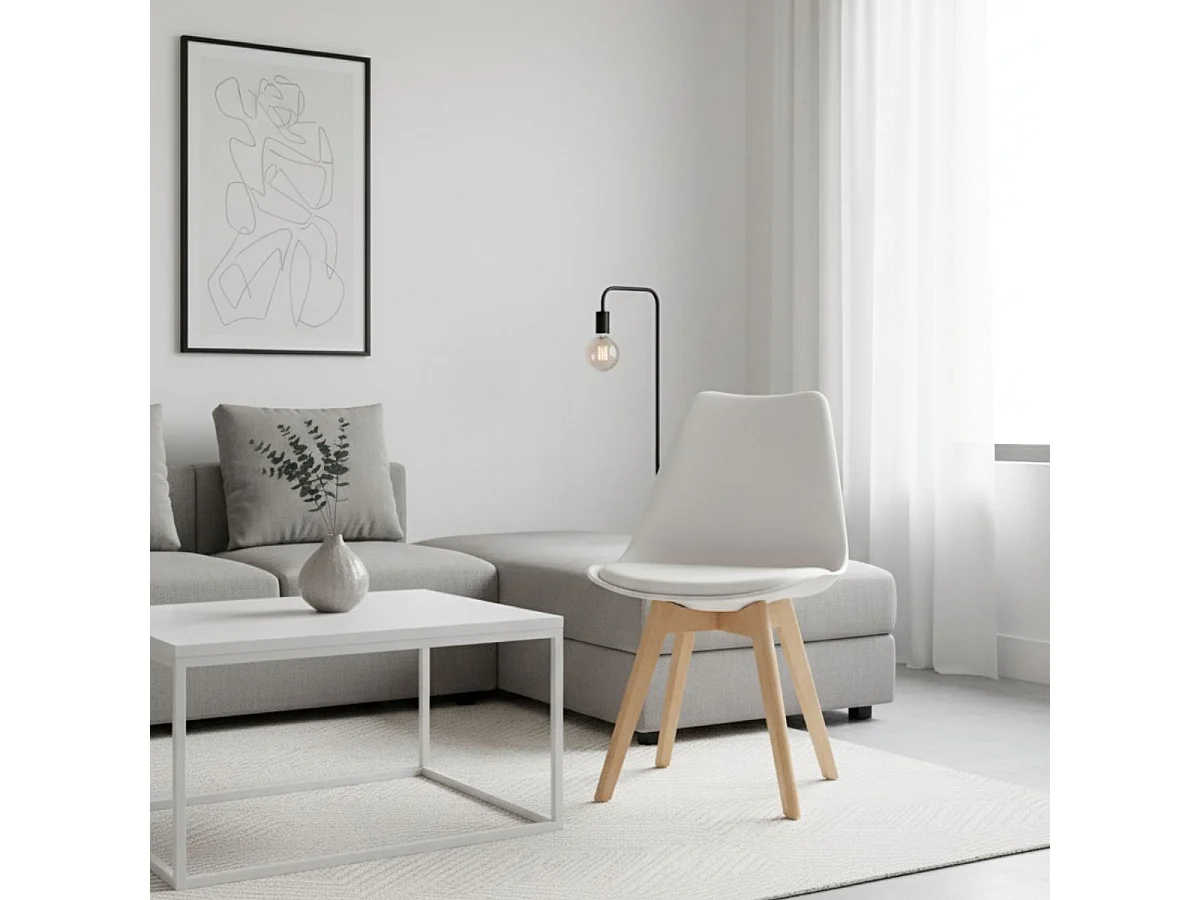 Silla de comedor Fina Deluxe asiento acolchado blanco 82,5x49x57 cm