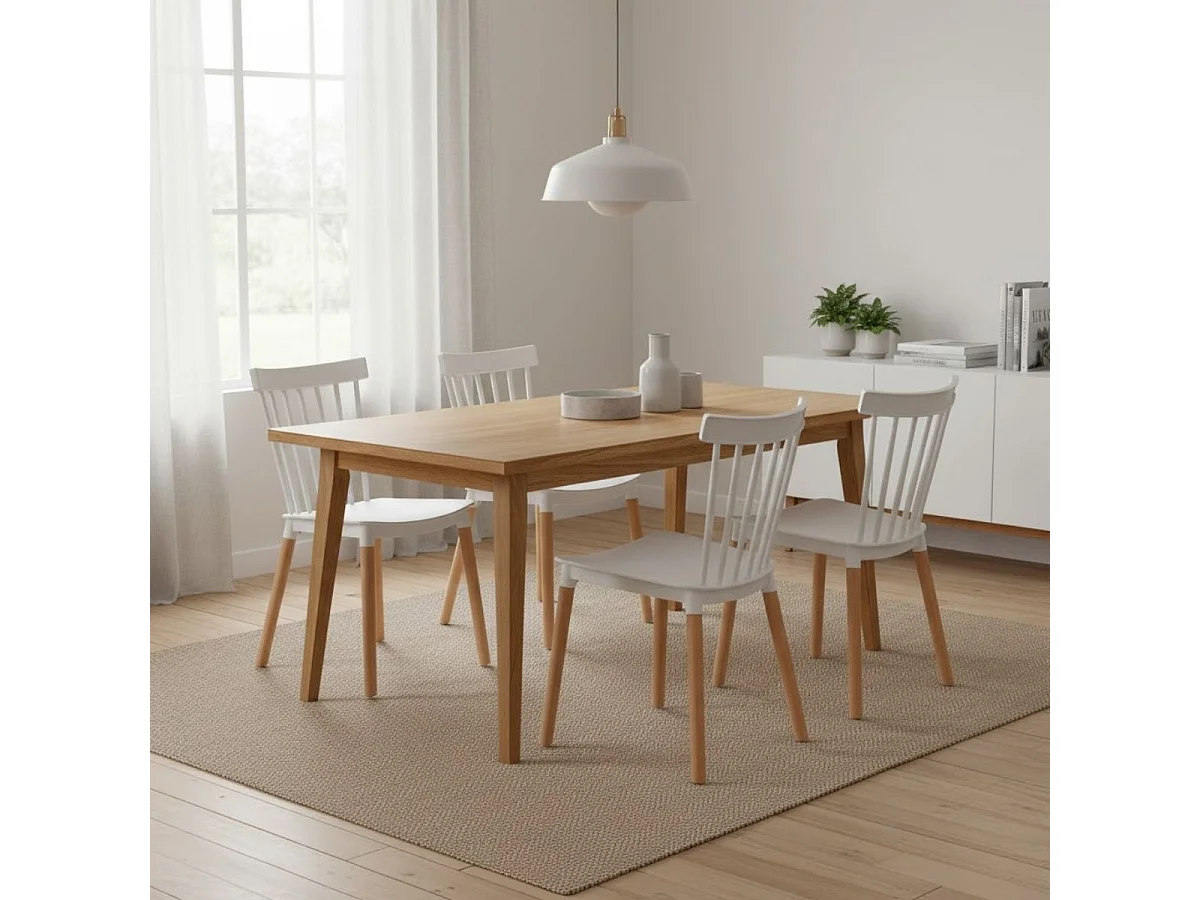Silla de comedor Sicilia patas de madera blanco 86,5x46,5x47 cm