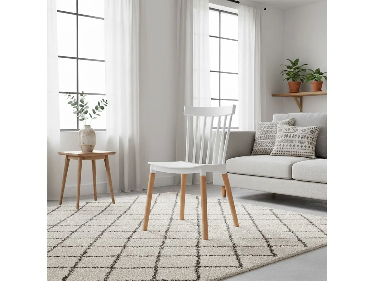 Silla de comedor Sicilia patas de madera blanco 86,5x46,5x47 cm