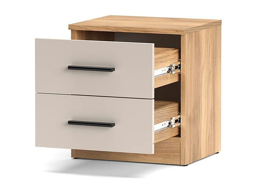 Mesita de noche Elba Mauvella 2 cajones blanco/natural 43x39,6x33,5 cm