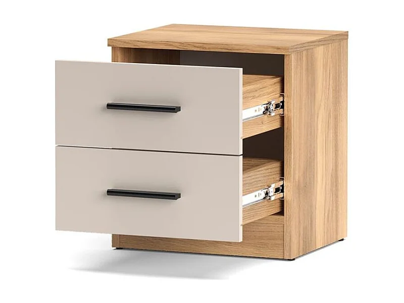 Mesita de noche Elba Mauvella 2 cajones blanco/natural 43x39,6x33,5 cm