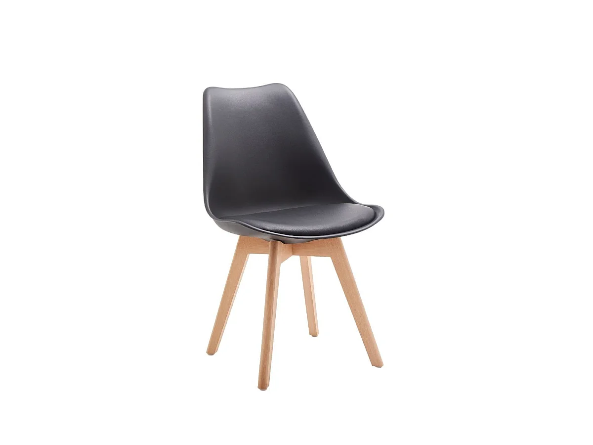 Silla de comedor Fina Deluxe asiento acolchado negro 82,5x49x57 cm