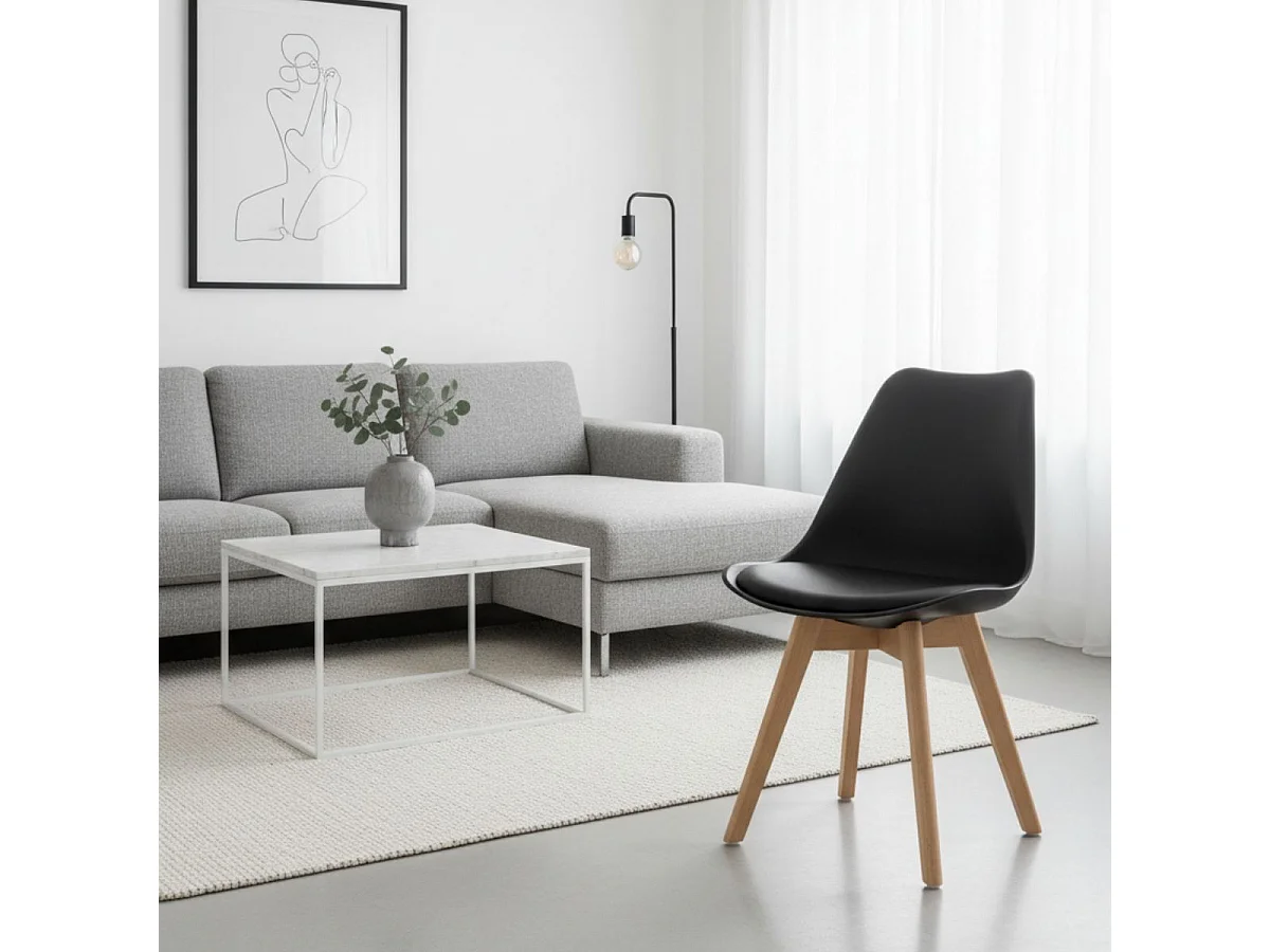 Silla de comedor Fina Deluxe asiento acolchado negro 82,5x49x57 cm