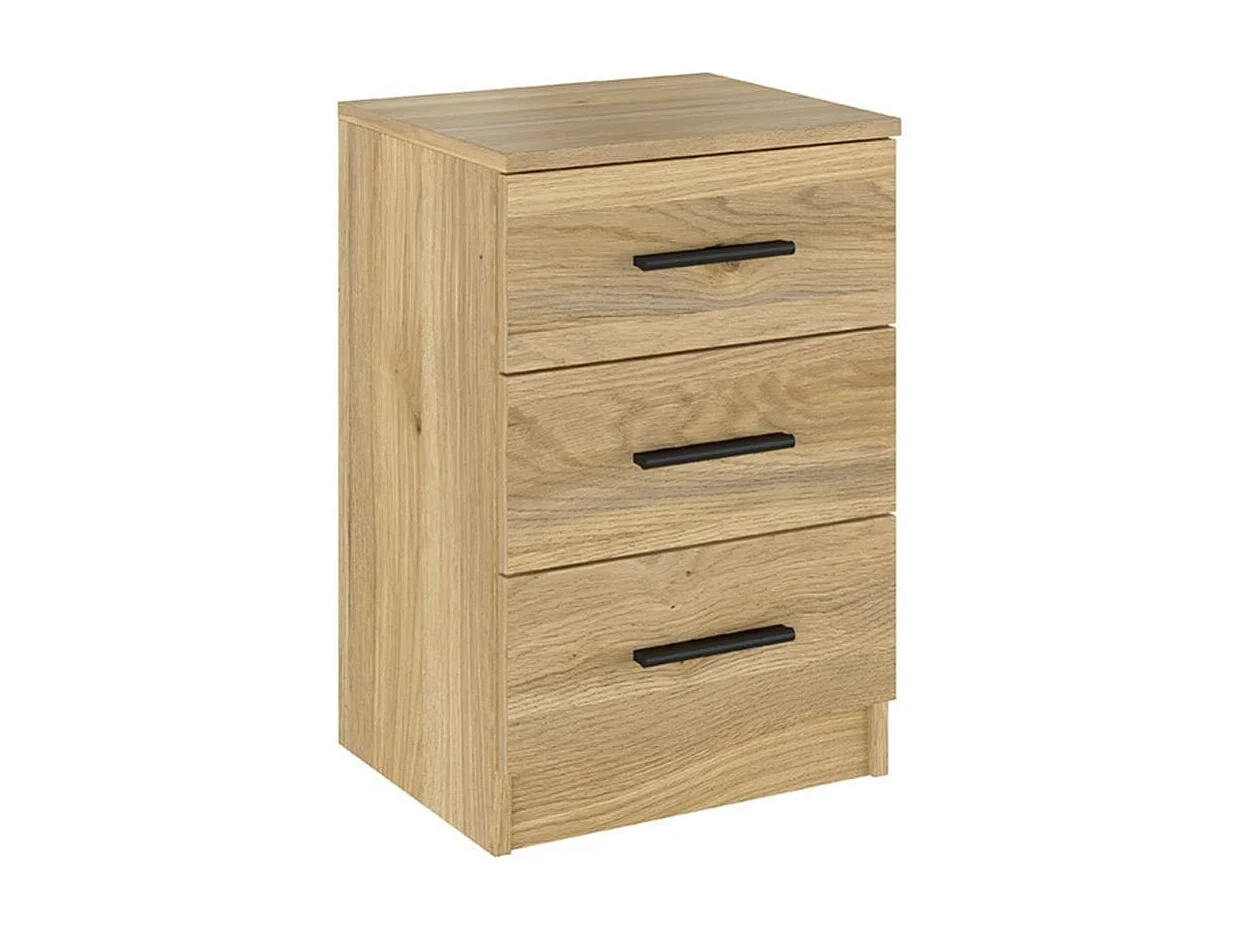 Mesita de noche New Aura 3 cajones natural 59,5x39,6x33,5 cm