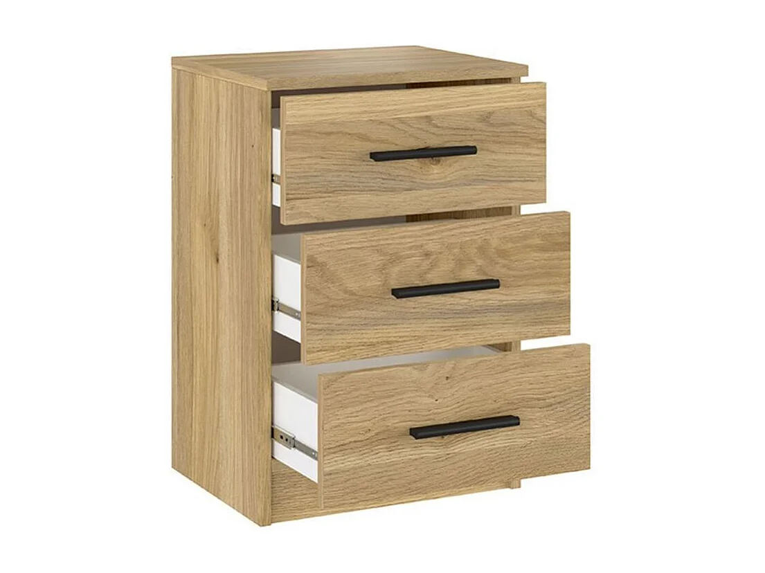 Mesita de noche New Aura 3 cajones natural 59,5x39,6x33,5 cm
