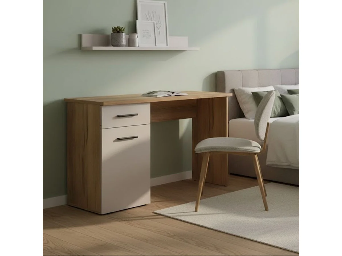 Escritorio Elba Mauvella 1 puerta + 1 cajón blanco/natural 72x120x49,8 cm