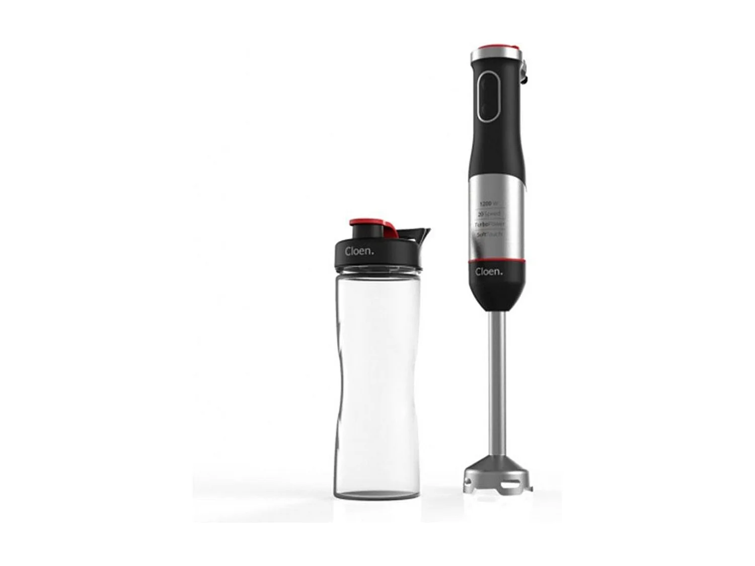 Batidora de mano Easy Hand Blender Premium Cloen con smoothie 1200W 20 velocidades titanio