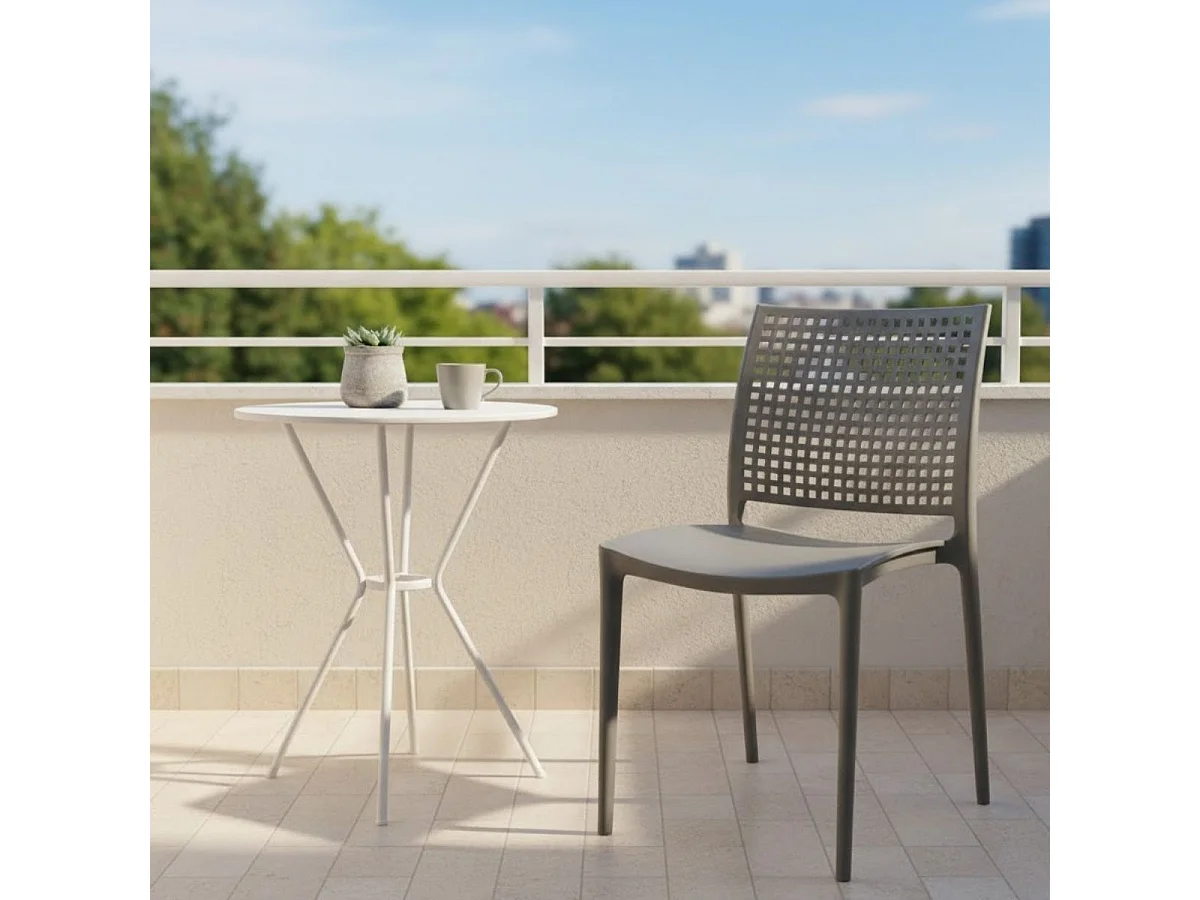 Silla de exterior Loira apilable gris 78,5x38x49 cm