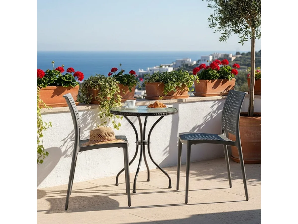 Silla de exterior Loira apilable gris 78,5x38x49 cm