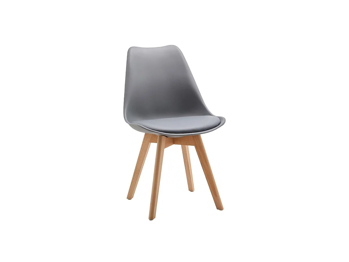 Silla de comedor Fina Deluxe asiento acolchado gris 82,5x49x57 cm