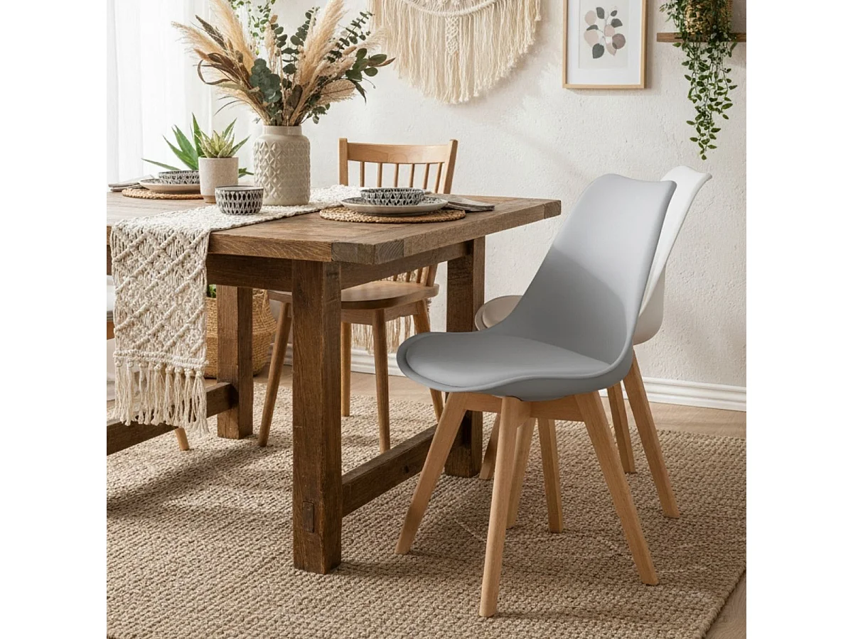 Silla de comedor Fina Deluxe asiento acolchado gris 82,5x49x57 cm