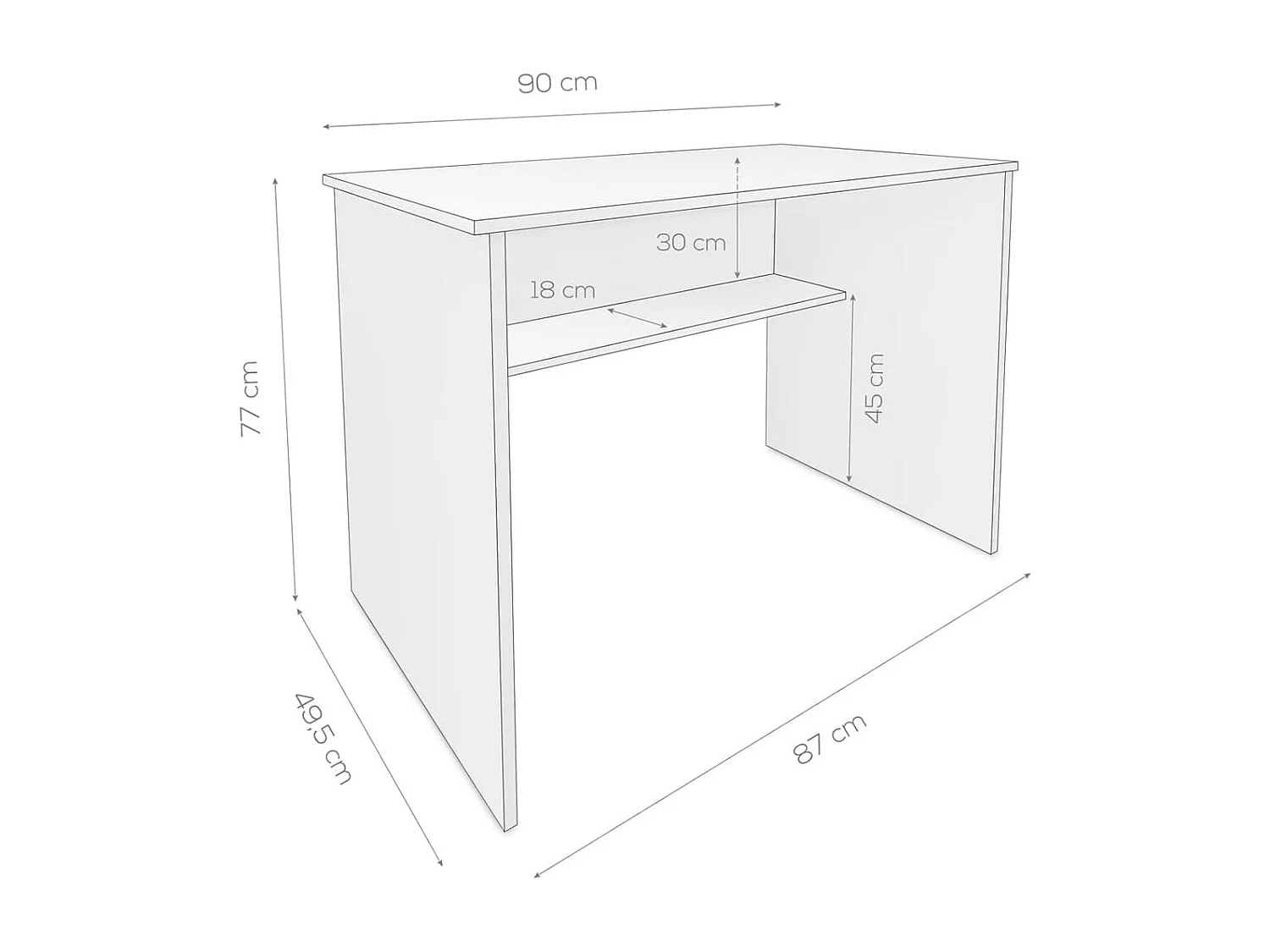 Mesa de estudio Ayora blanco 77x90x49,5 cm