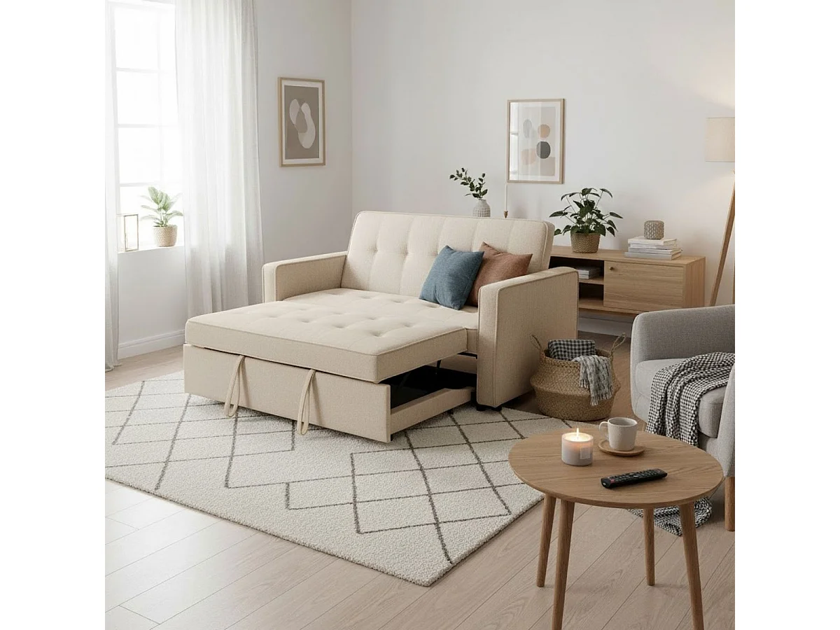 Sofá cama Izan Deluxe sistema clic clac beige 93x167x88 cm