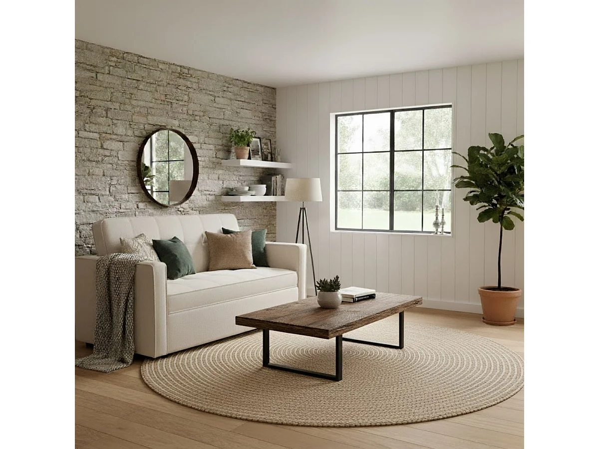 Sofá cama Izan Deluxe sistema clic clac beige 93x167x88 cm