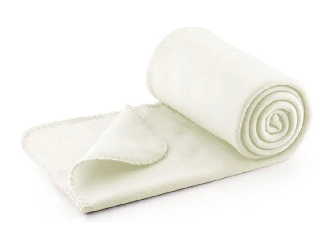 Manta coral 100% poliéster blanco 130x160 cm